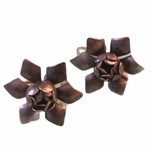 Vintage / Antique Screw Back Sterling Silver Flower Shaped Earrings, 1”